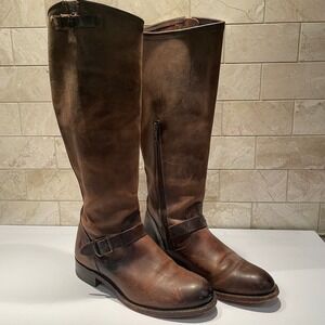 Frye Engineer Harness Tall Boots 150th Anniversary Brown Distressed Leather 8.5M